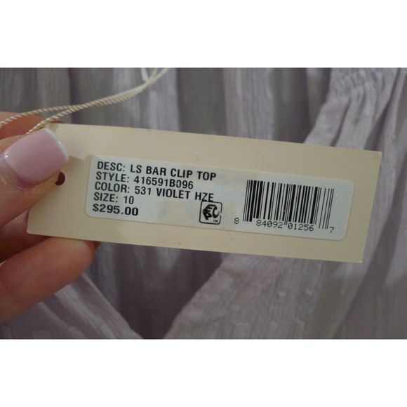 Rebecca Taylor Silk LS Bar Clip Blouse - Violet Haze 10 - Picture 6 of 8